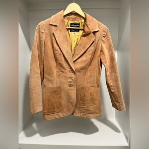Split End Ltd. Suede  tan Genuine Leather Blazer Jacket Size M (8/10) vintage
